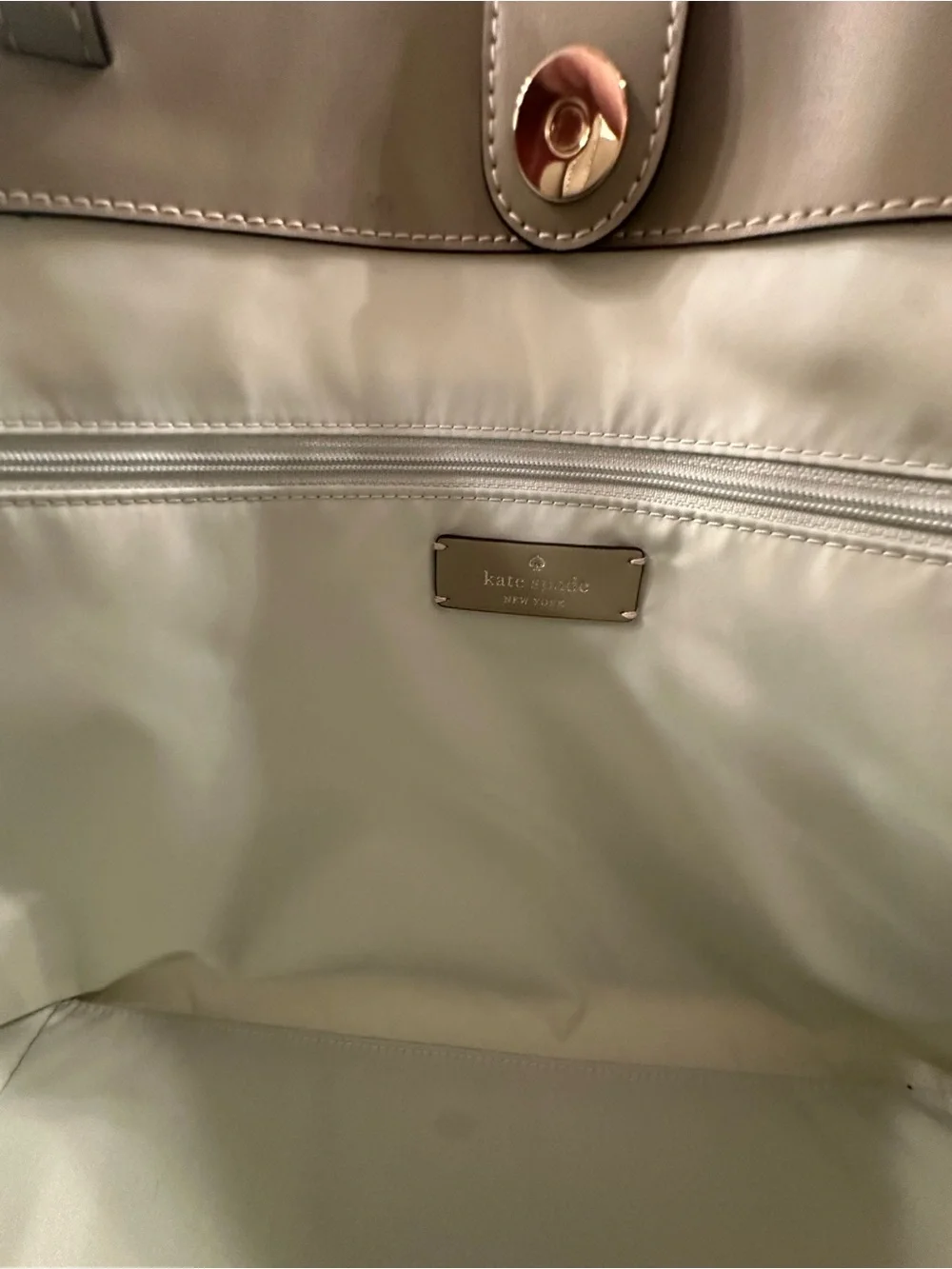 kate spade Olive and Cream Canvas Tote with Coin Pouch
